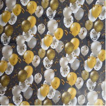 Подарочная новогодняя бумага, 70х100 см, Happy birthday серая с шариками, упаковка 2 шт.