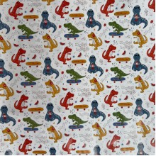 Подарунковий новорічний папір, 70х100 см, кольорові динозаврики, упаковка 2 шт.