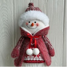 Снеговик новогодний на ножках (L01147), 22х18х46 см, бело-красный, шт.