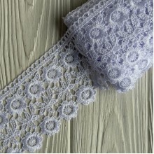 Кружево макраме (D30214), 7,2 см, белое, рулон 9 м