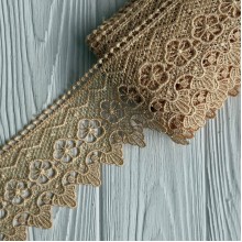 Кружево макраме (D30212), 8 см, бежевое, рулон 9 м
