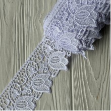 Кружево макраме (D30215), 7,2 см, белое, рулон 9 м