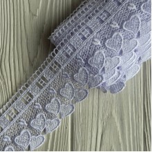 Кружево макраме (D30205), 6,5 см, белое, рулон 9 м