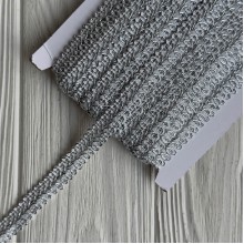 Тесьма ажурная (D30302), 1,5 см, серебро, моток 23 м