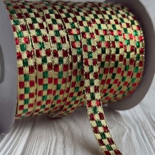 Тесьма ажурная (D30307), 1 см, золото/микс, моток 90 м