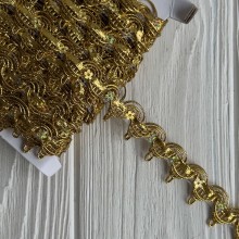Тесьма с паетками (D30293), 1,8 см, золото, рулон 13 м