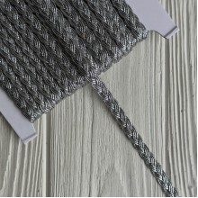 Тесьма ажурная (D30285), 0,8 см, серебро, моток 13 м