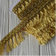 Тесьма с бахромой (D30056), 5 см, золото, рулон 13 м
