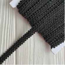 Тесьма ажурная (D30306), 1 см, черная, моток 13 м