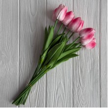 Букет тюльпанов, 34 см, розово-малиновый, букет з 9 шт.