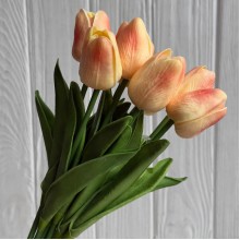 Букет тюльпанов, 34 см, персиково-коралловый, букет з 9 шт.