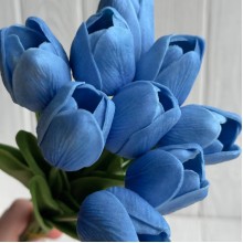 Букет тюльпанов, 34 см, голубо-синий, букет з 9 шт.