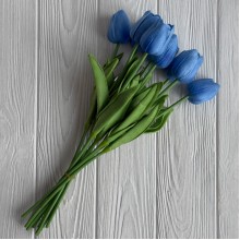 Букет тюльпанов, 34 см, голубо-синий, букет з 9 шт.