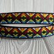 Лента с вышивкой (D19876), 2,5 см, черно-оранжево-красная, рулон 23 м