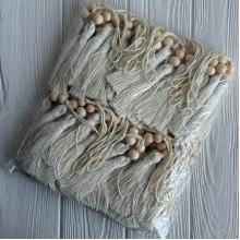 Кисточка декоративная с хлопка (D30196), 18 см, белая, Большая упаковка 50 шт.