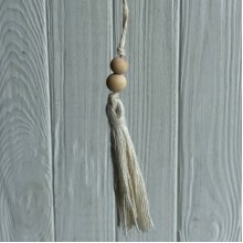 Кисточка декоративная с хлопка (D30196), 22 см, белая, Большая упаковка 50 шт.