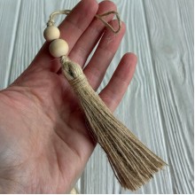 Кисточка декоративная с хлопка (D30196), 22 см, натуральная, Большая упаковка 50 шт.