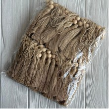 Кисточка декоративная с хлопка (D30196), 18 см, натуральная, Большая упаковка 50 шт.