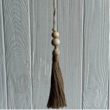 Кисточка декоративная с хлопка (D30196), 18 см, натуральная, Большая упаковка 50 шт.