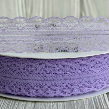 Кружево органзовое (D30328), 3 см, лиловое, рулон 45 м