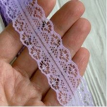 Кружево органзовое (D30328), 3 см, лиловое, рулон 45 м