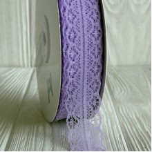 Кружево органзовое (D30328), 3 см, лиловое, рулон 45 м