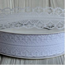 Кружево органзовое (D30328), 3 см, белое, рулон 45 м