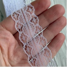 Кружево органзовое (D30328), 3 см, белое, рулон 45 м