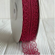 Кружево органзовое (D30328), 3 см, бордовое, рулон 45 м