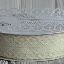 Кружево органзовое (D30328), 3 см, молочное, рулон 45 м