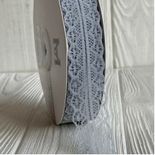 Кружево органзовое (D30328), 3 см, серое, рулон 45 м