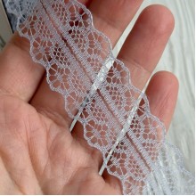 Кружево органзовое (D30328), 3 см, серое, рулон 45 м