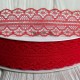 Кружево органзовое (D30328), 3 см, красное, рулон 45 м