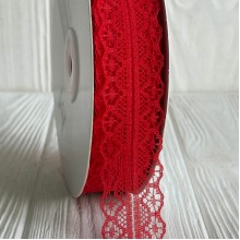 Кружево органзовое (D30328), 3 см, красное, рулон 45 м