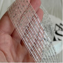 Лента с паетками (D30322), 3 см, белая, рулон 12 м