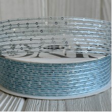 Лента с паетками (D30322), 3 см, голубая, рулон 12 м