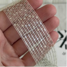 Лента с паетками (D30322), 3 см, молочная, рулон 12 м