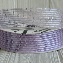 Лента с паетками (D30322), 3 см, лиловая, рулон 12 м