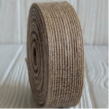 Стрічка мішковина волосінь (однотонна), 2,5 см, натуральна, рулон 10 м