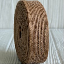 Стрічка мішковина волосінь (однотонна), 2,5 см, мокко, рулон 10 м