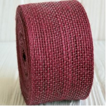 Лента мешковина леска (однотонная), 4 см, бордовая, рулон 10 м