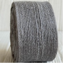 Лента мешковина леска (однотонная), 4 см, серая, рулон 10 м