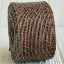 Лента мешковина леска (однотонная), 4 см, коричневая, рулон 10 м
