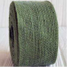 Лента мешковина леска (однотонная), 4 см, оливковая, рулон 10 м