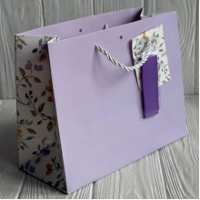 Подарочный пакет с цветочным принтом (J01188), размер S (18х23х10 см), лиловый, упаковка 12 шт. 