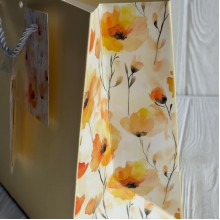 Подарочный пакет с цветочным принтом (J01188), размер S (18х23х10 см), желтый, упаковка 12 шт. 