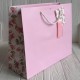 Подарунковий пакет з квітковим принтом (J01189), 31х26х12 см, рожевий, упаковка 12 шт. 