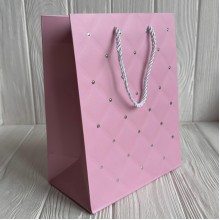 Подарочный пакет ромб с имитацией страз "L", 30х41,5х12 см, пастельный микс, упаковка 12 шт.