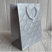 Подарочный пакет ромб с имитацией страз "L", 30х41,5х12 см, пастельный микс, упаковка 12 шт.