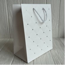 Подарочный пакет ромб с имитацией страз "S", 18х23х10 см, пастельный микс, упаковка 12 шт.